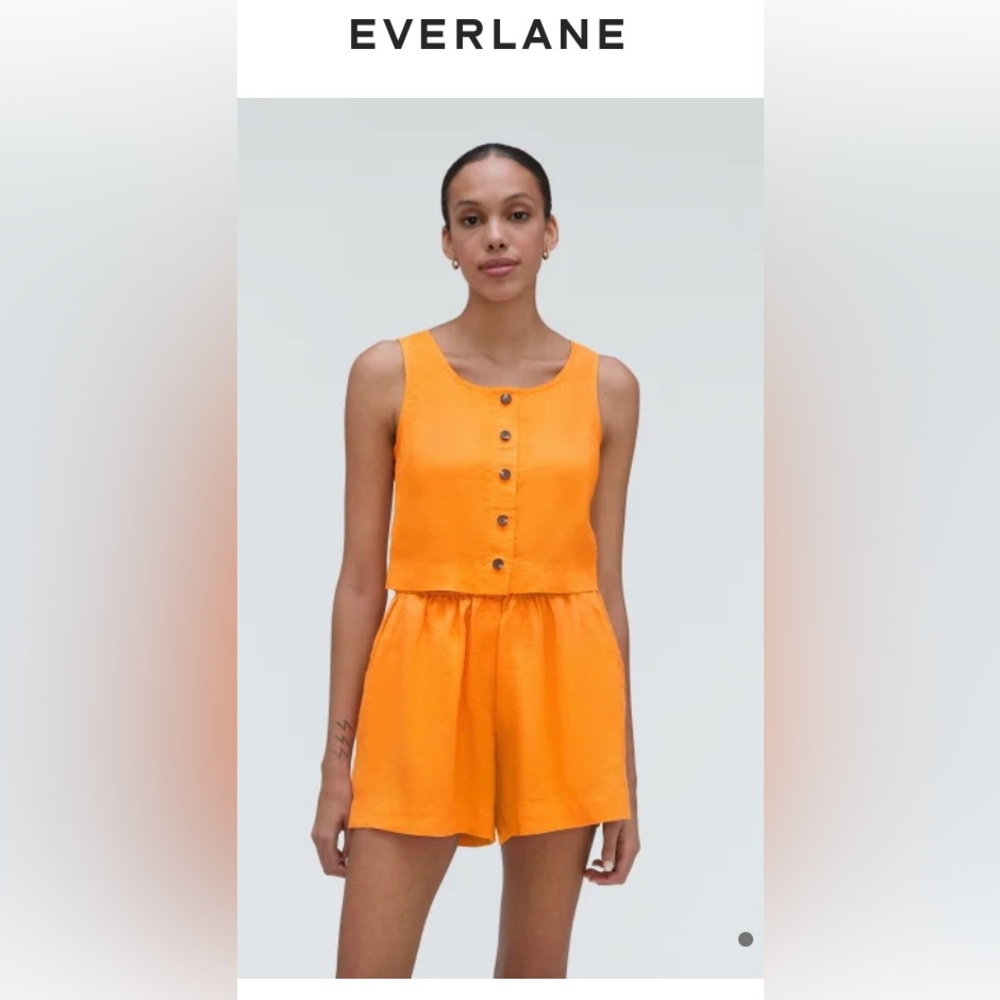 Everlane linen button front crop tank sz 4 In color Turmeric.